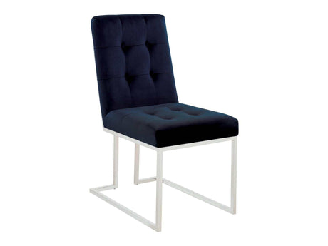 Ronan Ink Blue & Chrome Dining Chairs (Set Of 2) - Ornate Home