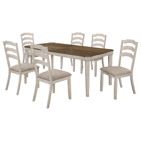 Ronnie Nutmeg / Rustic Cream 7 Pc Dining Set - Ornate Home