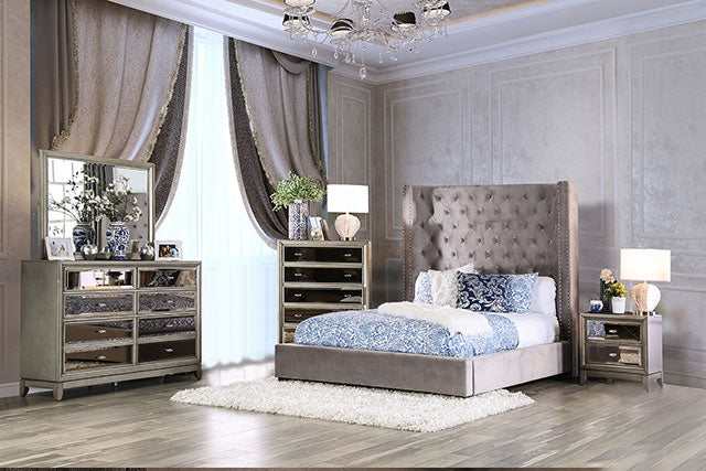 Rosabelle Gray Eastern King Bed - Ornate Home