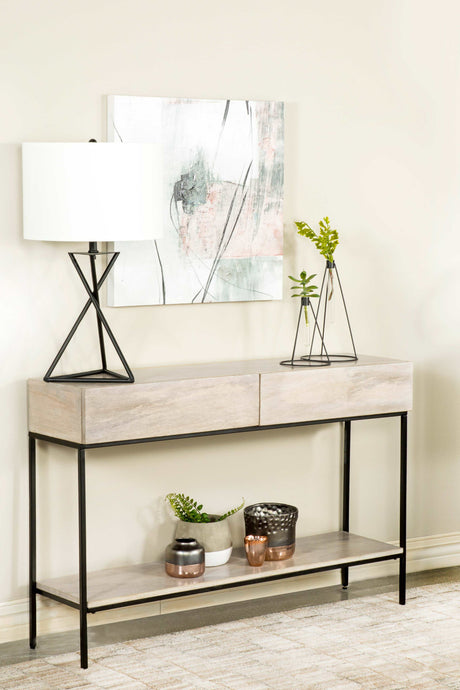 Rubeus White Washed / Matte Black Console Table - Ornate Home