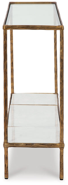 Ryandale Clear Glass & Marble Sofa Table - Ornate Home