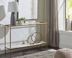 Ryandale Clear Glass & Marble Sofa Table - Ornate Home