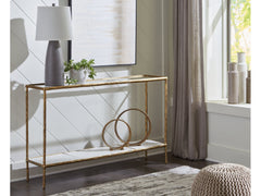Ryandale Clear Glass & Marble Sofa Table - Ornate Home