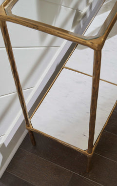 Ryandale Clear Glass & Marble Sofa Table - Ornate Home