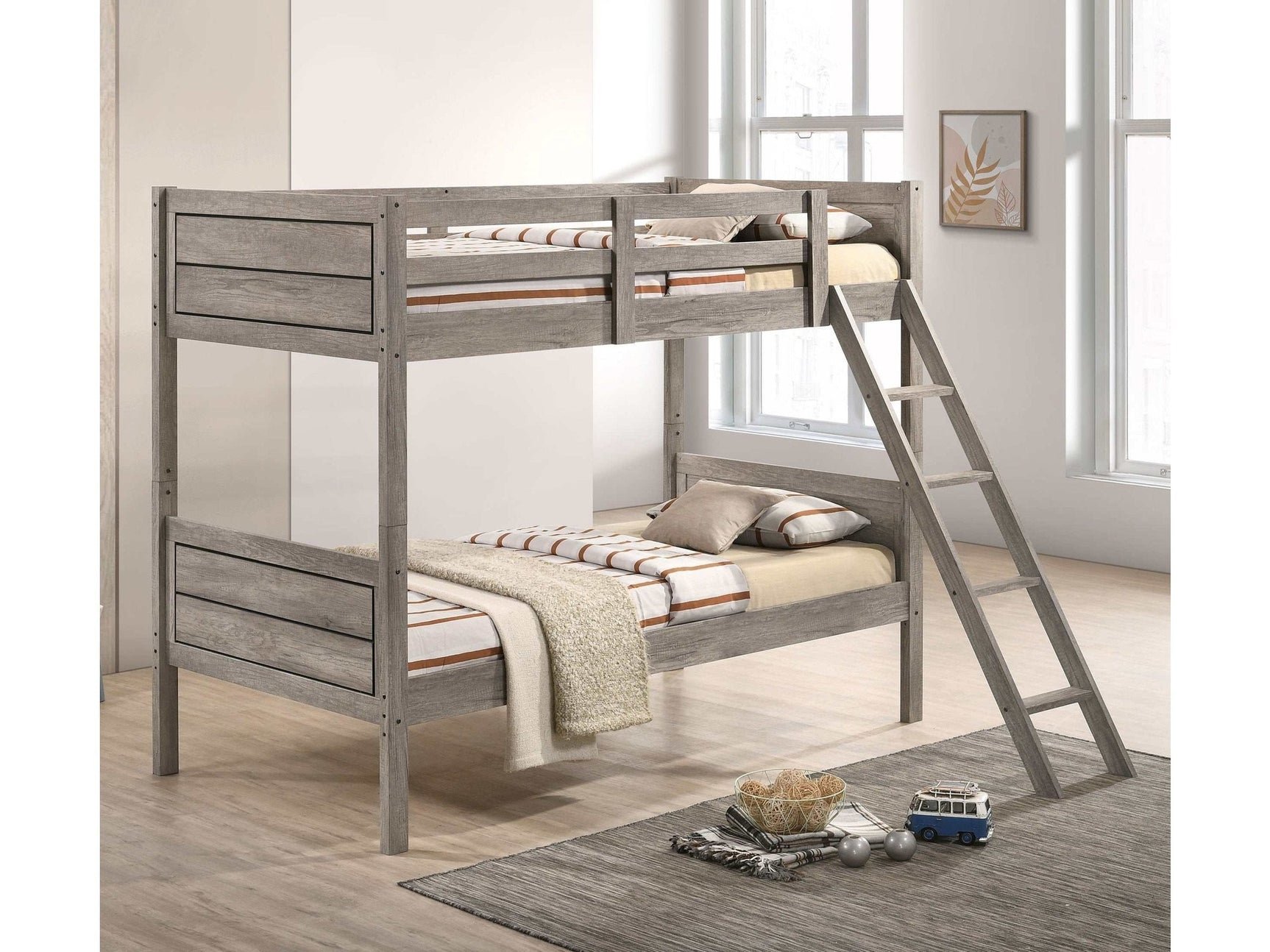 Ryder Weathered Taupe Twin / Twin Bunk Bed - Ornate Home