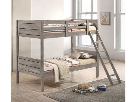 Ryder Weathered Taupe Twin / Twin Bunk Bed - Ornate Home