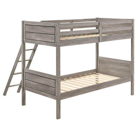 Ryder Weathered Taupe Twin / Twin Bunk Bed - Ornate Home