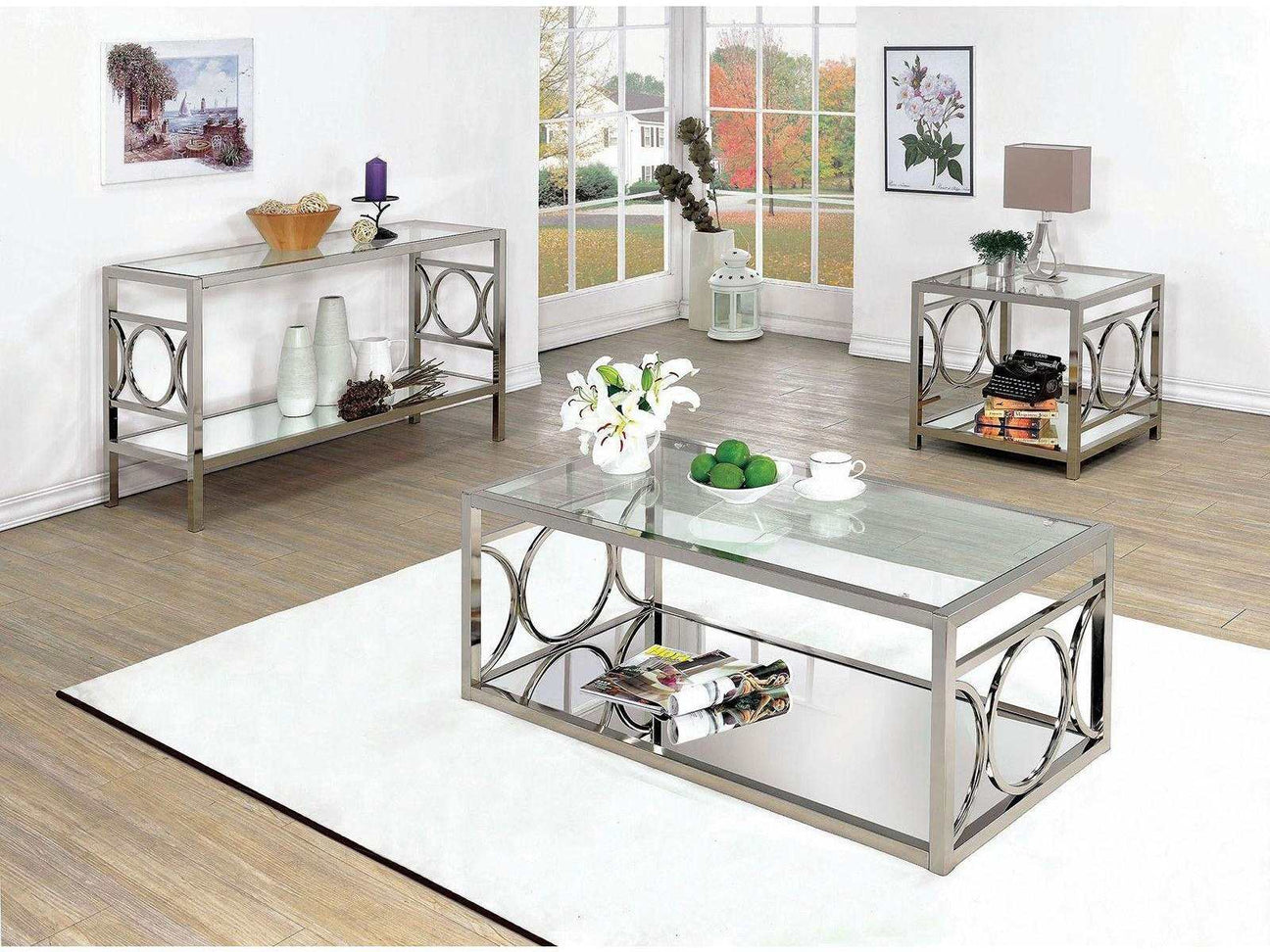 Rylee Chrome & Glass Coffee Table - Ornate Home