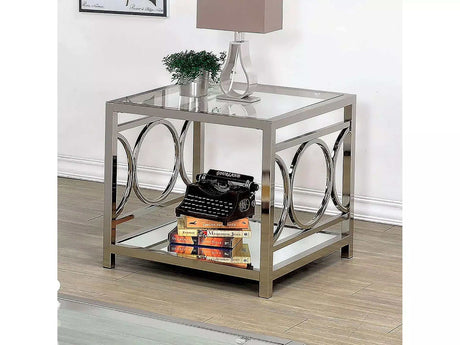 Rylee Chrome & Glass End Table - Ornate Home