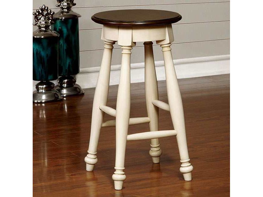 Sabrina Off-White/Cherry Counter Height Stool (Set of 2) - Ornate Home