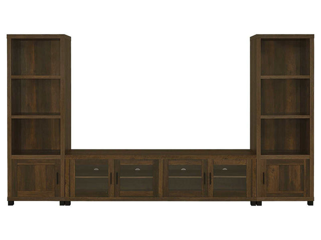 Sachin Dark Pine 3 Pc Entertainment Center - Ornate Home