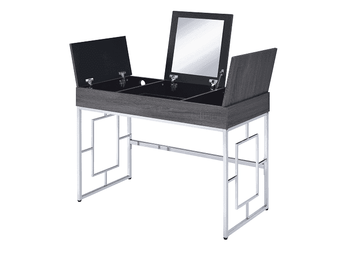 Saffron Black Oak & Chrome Vanity Desk - Ornate Home