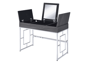 Saffron Black Oak & Chrome Vanity Desk - Ornate Home