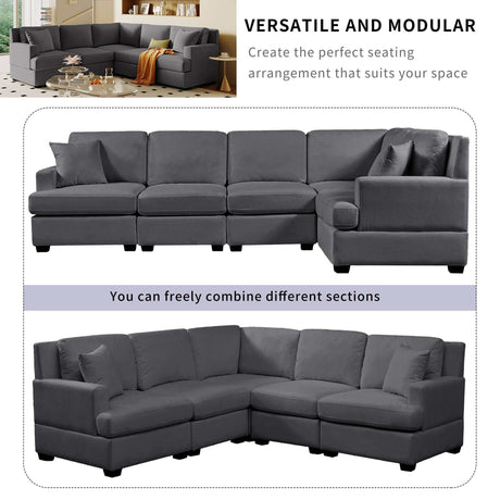 Salinas Premium L-Shaped Sectional Sofa Gray - Ornate Home
