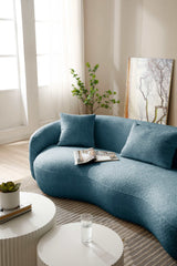 Salton Modern Curved Sofa Blue - Ornate Home