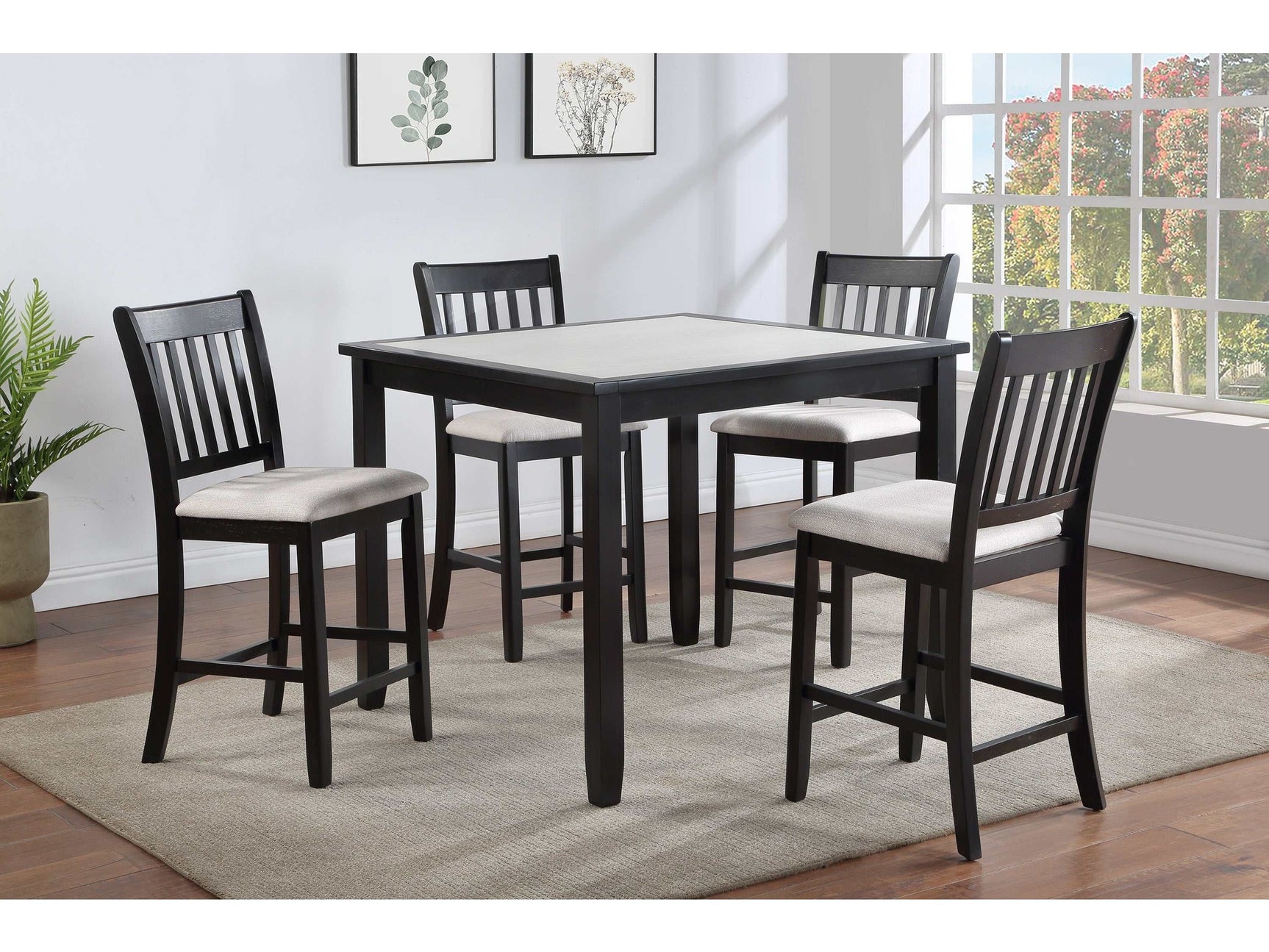 Salvador Black/White 5-Piece Counter Height Dining Set - Ornate Home