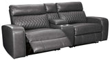 Samperstone Gray 3pc Power Reclining Sectional w/ Console - Ornate Home