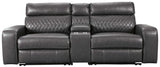 Samperstone Gray 3pc Power Reclining Sectional w/ Console - Ornate Home