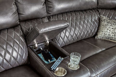 Samperstone Gray 3pc Power Reclining Sectional w/ Console - Ornate Home