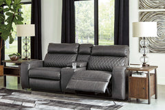 Samperstone Gray 3pc Power Reclining Sectional w/ Console - Ornate Home