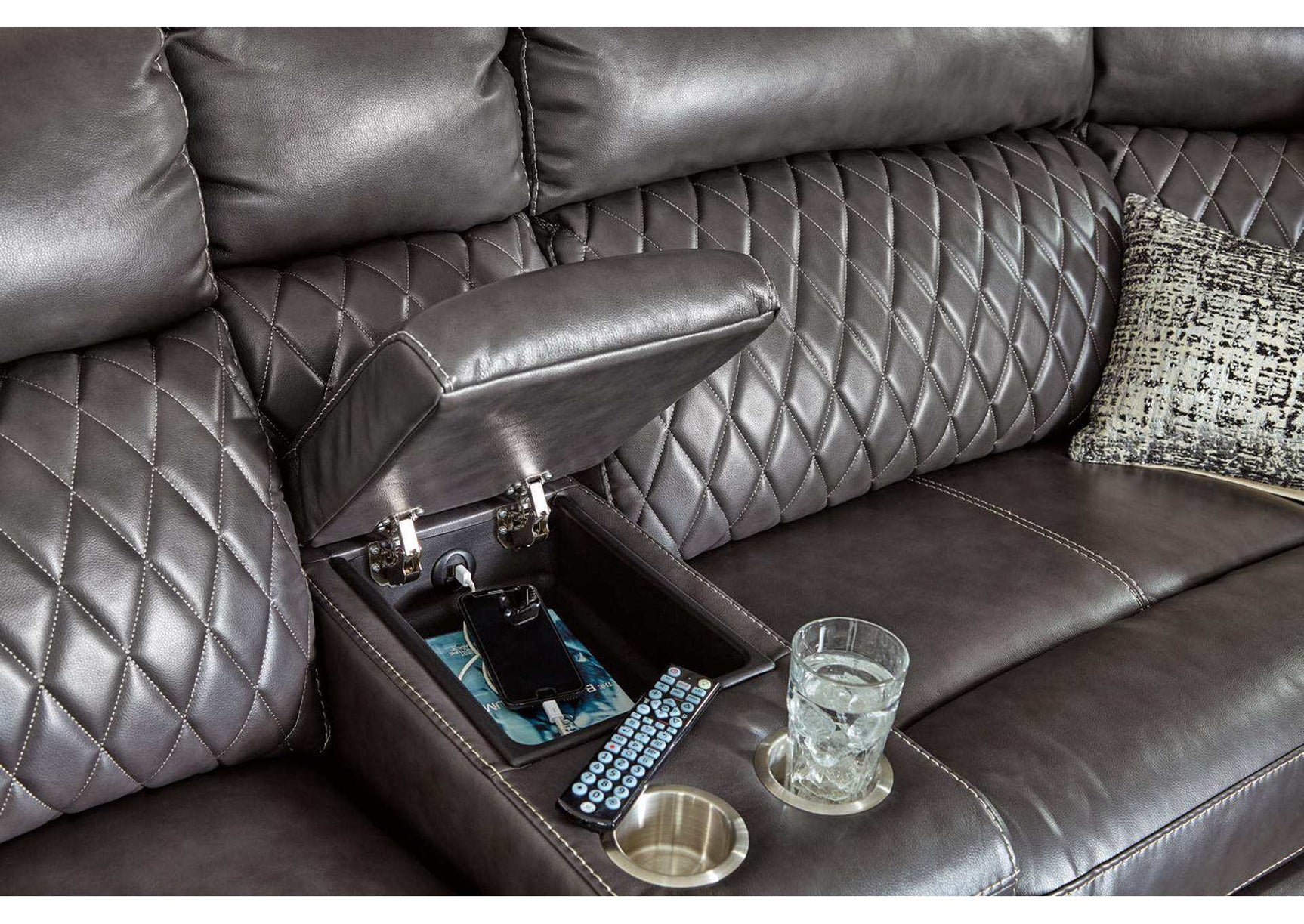 Samperstone Gray 6pc Power Reclining Sectional - Ornate Home