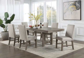 San Antonio Grey Dining Table w/ 1 X 18" Leaf - Ornate Home