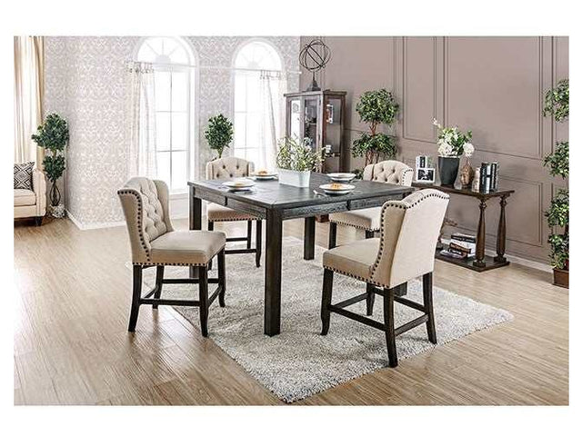 Sania Antique Black 54" Square Counter Height Table - Ornate Home