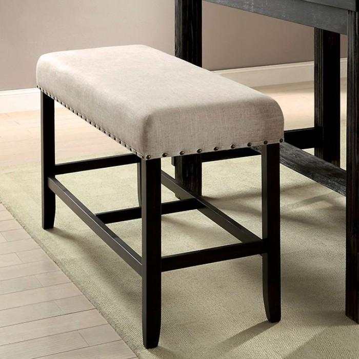 Sania Antique Black & Beige Counter Height Bench - Ornate Home