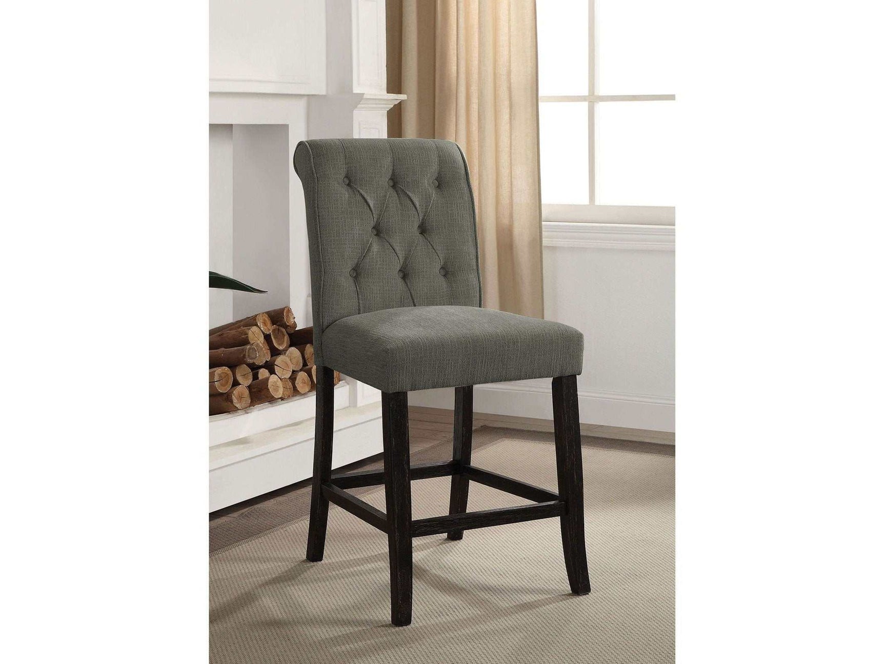 Sania Antique Black & Gray Counter Ht. Chair (Set of 2) - Ornate Home