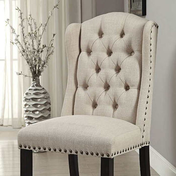 Sania I Beige & Antique Black Side Chair (Set of 2) - Ornate Home