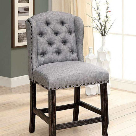 Sania III Antique Black & Light Gray Counter Height Dining Chair (Set of 2) - Ornate Home