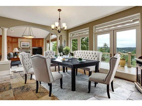 Sania III Black & Beige 6pc Dining Room Set w/ 3 Seater Bench - Ornate Home