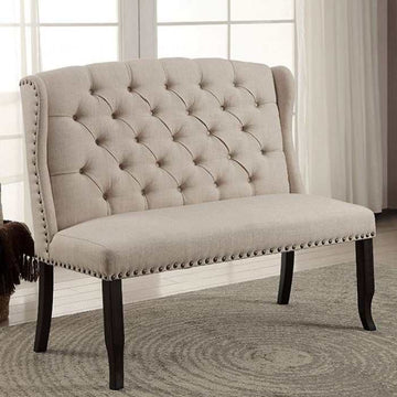 Sania III Black & Beige 6pc Dining Room Set w/ Bench - Ornate Home