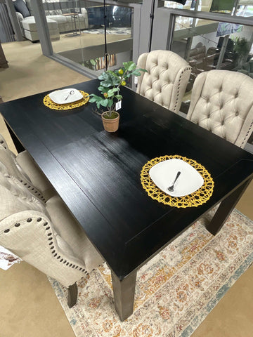 Sania III Black & Beige 6pc Dining Room Set w/ Bench - Ornate Home
