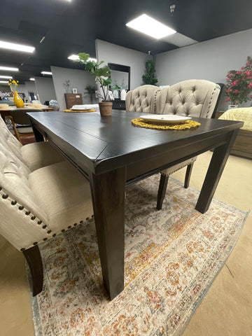 Sania III Black & Beige 6pc Dining Room Set w/ Bench - Ornate Home