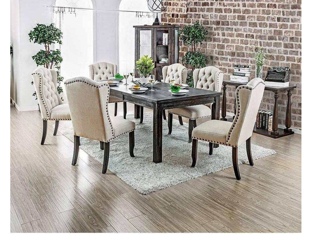Sania III Black & Beige Dining Room Set / 7pc - Ornate Home