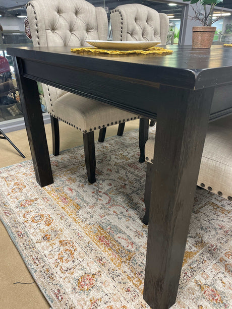 Sania III Black Rectangular Dining Table w/ 18" Leaf - Ornate Home