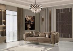 Santana Coffee Velvet Sofa & Loveseat / 2pc - Ornate Home