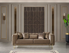 Santana Coffee Velvet Sofa & Loveseat / 2pc - Ornate Home