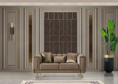 Santana Coffee Velvet Sofa & Loveseat / 2pc - Ornate Home