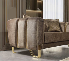 Santana Coffee Velvet Sofa & Loveseat / 2pc - Ornate Home
