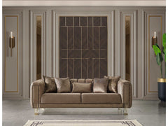 Santana Coffee Velvet Sofa - Ornate Home