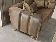 Santana Coffee Velvet Sofa - Ornate Home
