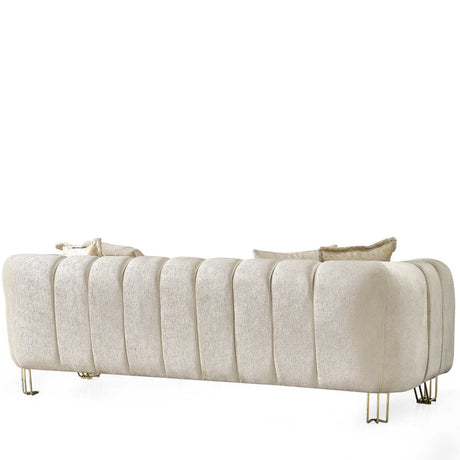 Santana Ivory Velvet Sofa & Loveseat / 2pc - Ornate Home