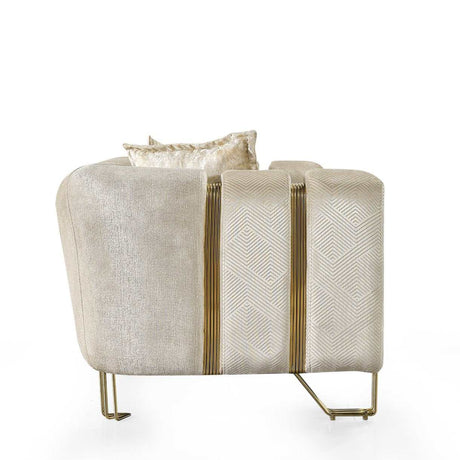 Santana Ivory Velvet Sofa & Loveseat / 2pc - Ornate Home