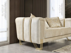 Santana Ivory Velvet Sofa & Loveseat / 2pc - Ornate Home
