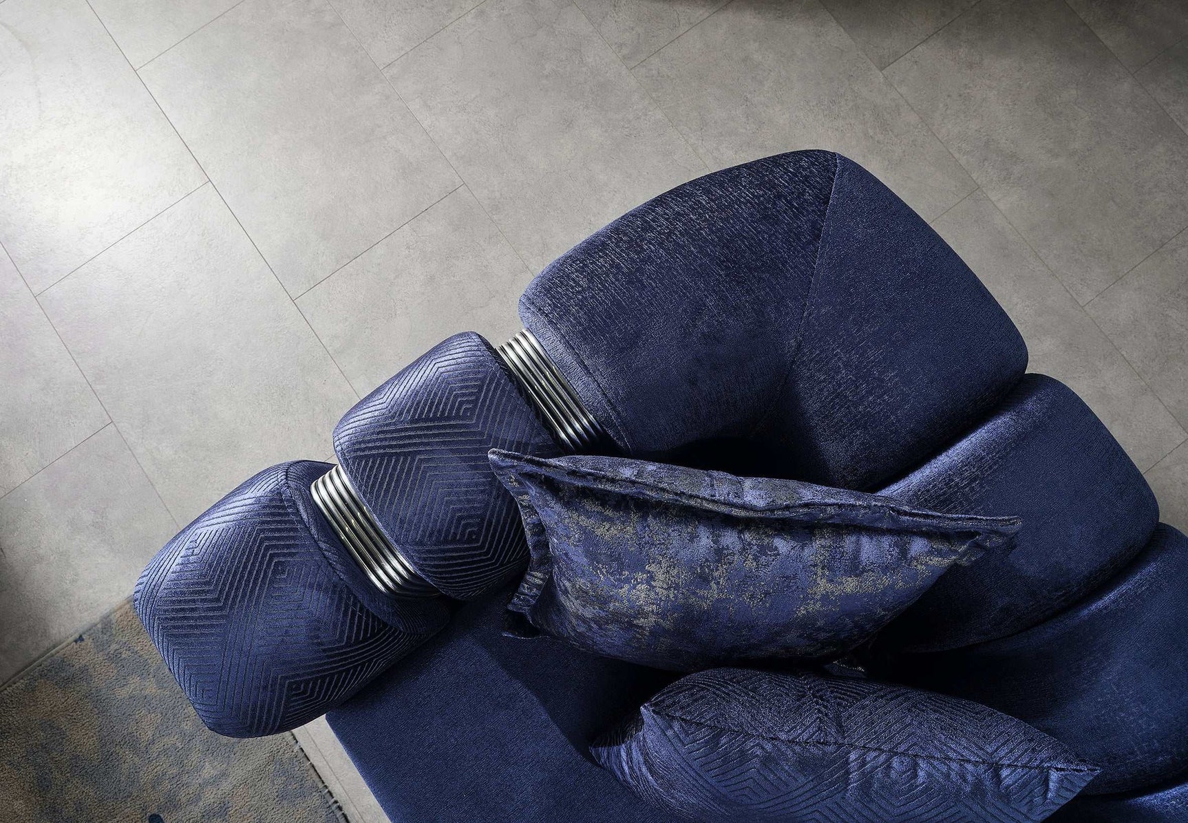 Santana Navy Velvet Sofa & Loveseat / 2pc - Ornate Home