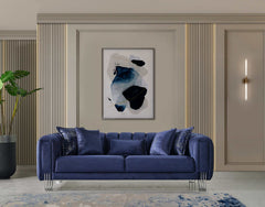 Santana Navy Velvet Sofa & Loveseat / 2pc - Ornate Home
