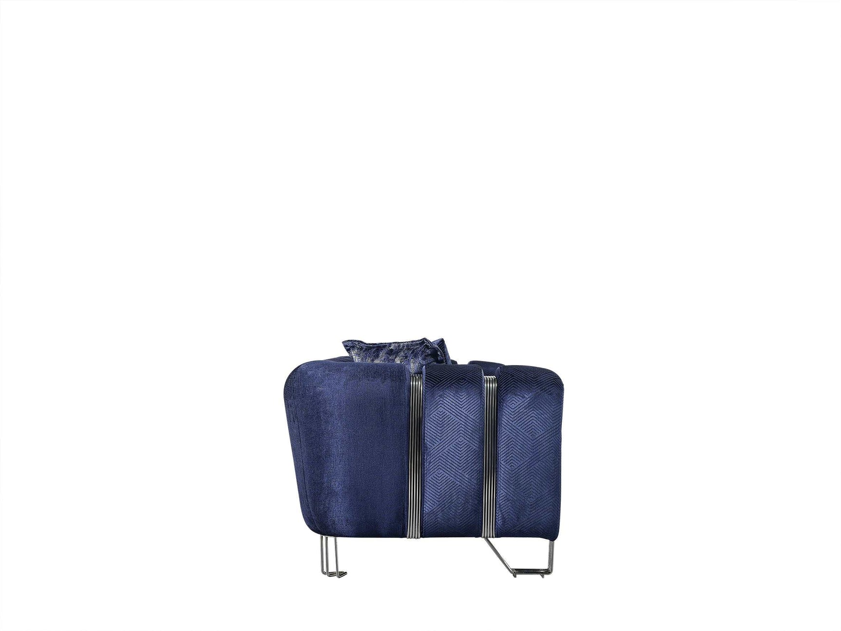 Santana Navy Velvet Sofa & Loveseat / 2pc - Ornate Home