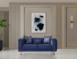 Santana Navy Velvet Sofa & Loveseat / 2pc - Ornate Home